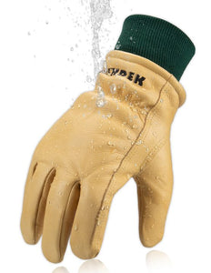 FEISHDEK Waterproof Work Gloves for Men, Winter Insulated Leather Work  Gloves, Cowhide Leather Gloves Working in Cold Weather